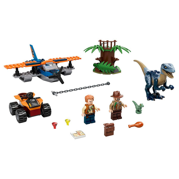 LEGO® Jurassic World - Velociraptor: Kétfedelű Repülőgépes mentőakció (75942)