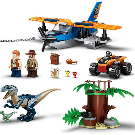 LEGO® Jurassic World - Velociraptor: Kétfedelű Repülőgépes mentőakció (75942)